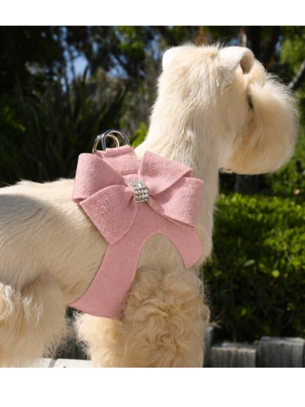 Susan Lanci Step In Harness - Puppy Pink with Pink Glitzerati Nouveau Bow Size L